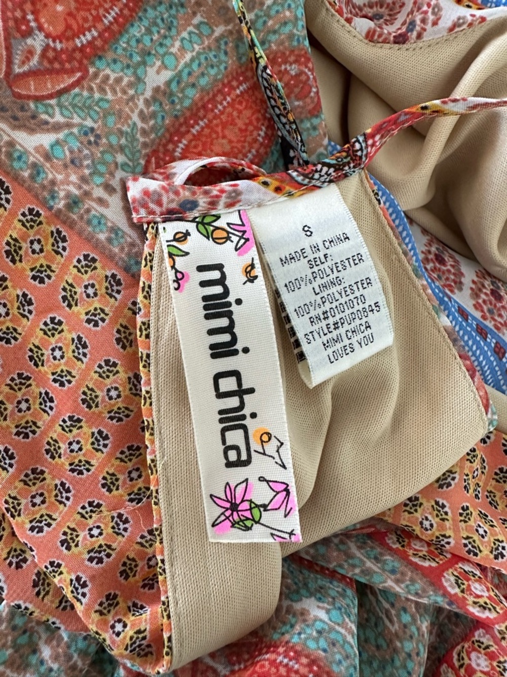 Mimi Chica Boho Wide Leg Jumpsuit Pant Romper Paisley Print Halter Size Small - Picture 7 of 8